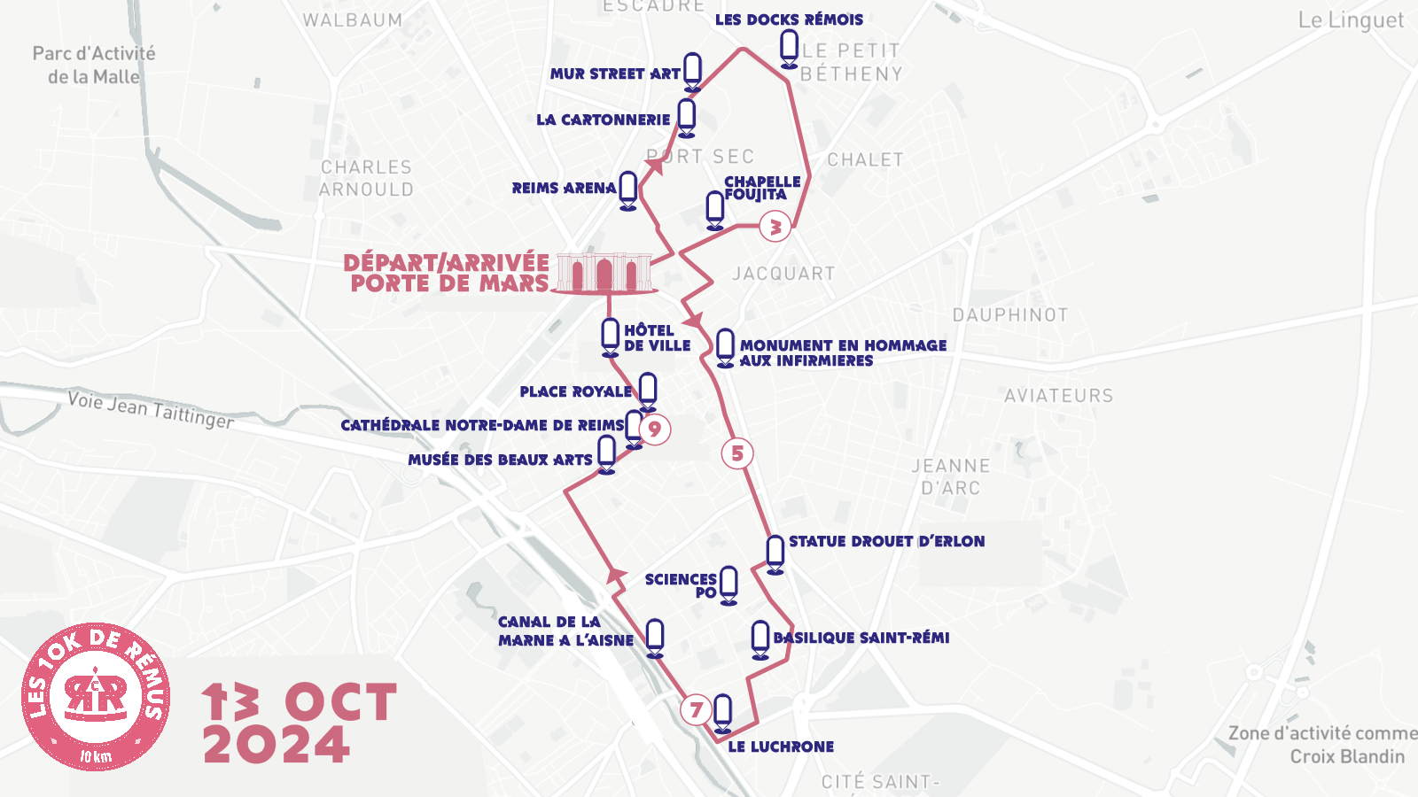Reims Champagne Run Parcours Plan Reims V3 Parcours 10K